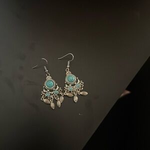 Turquoise marble dangle, earrings, jewelry women, moons